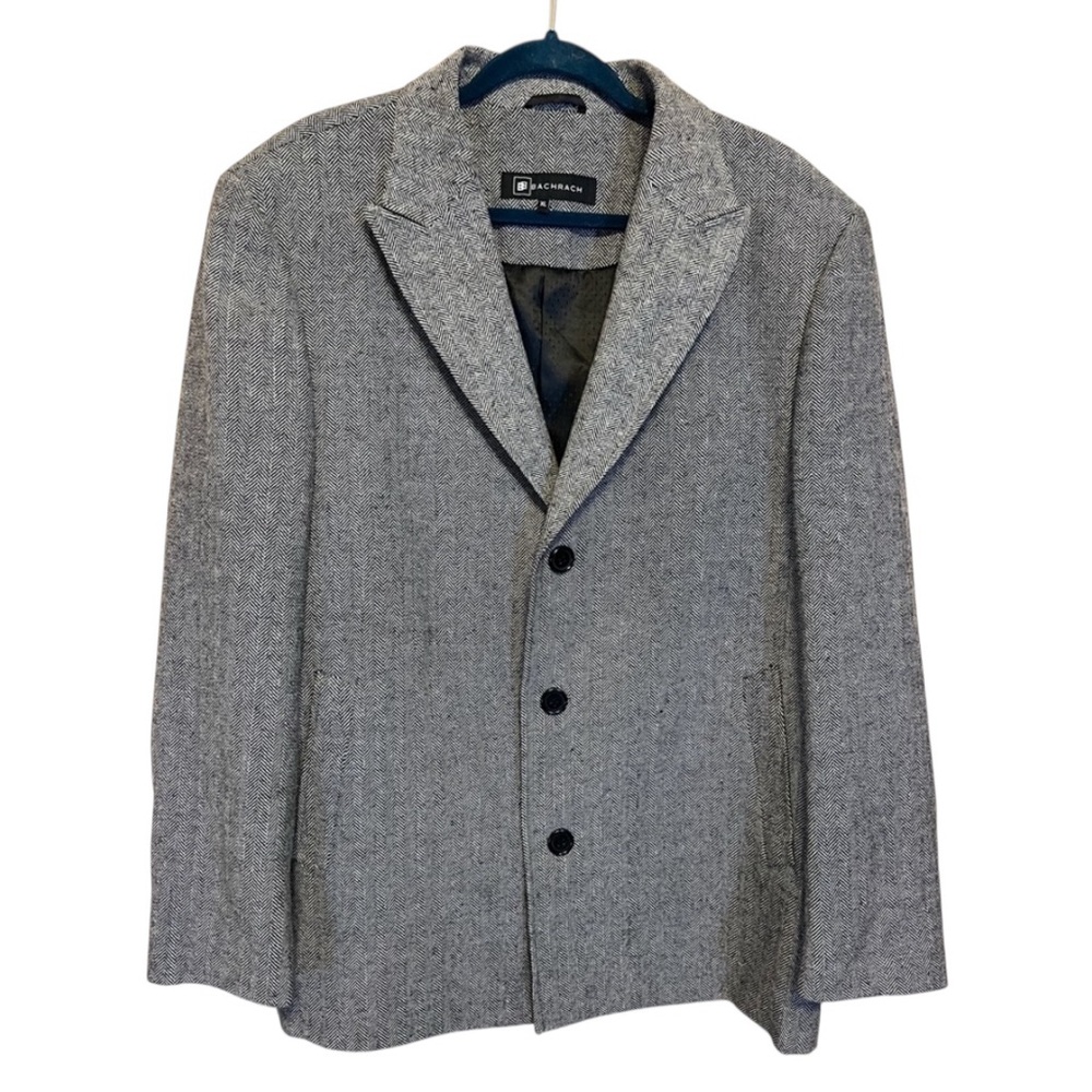 Bachrach Wool Cashmere Herringbone 3 Button Single Breasted Blazer Jacket Coat